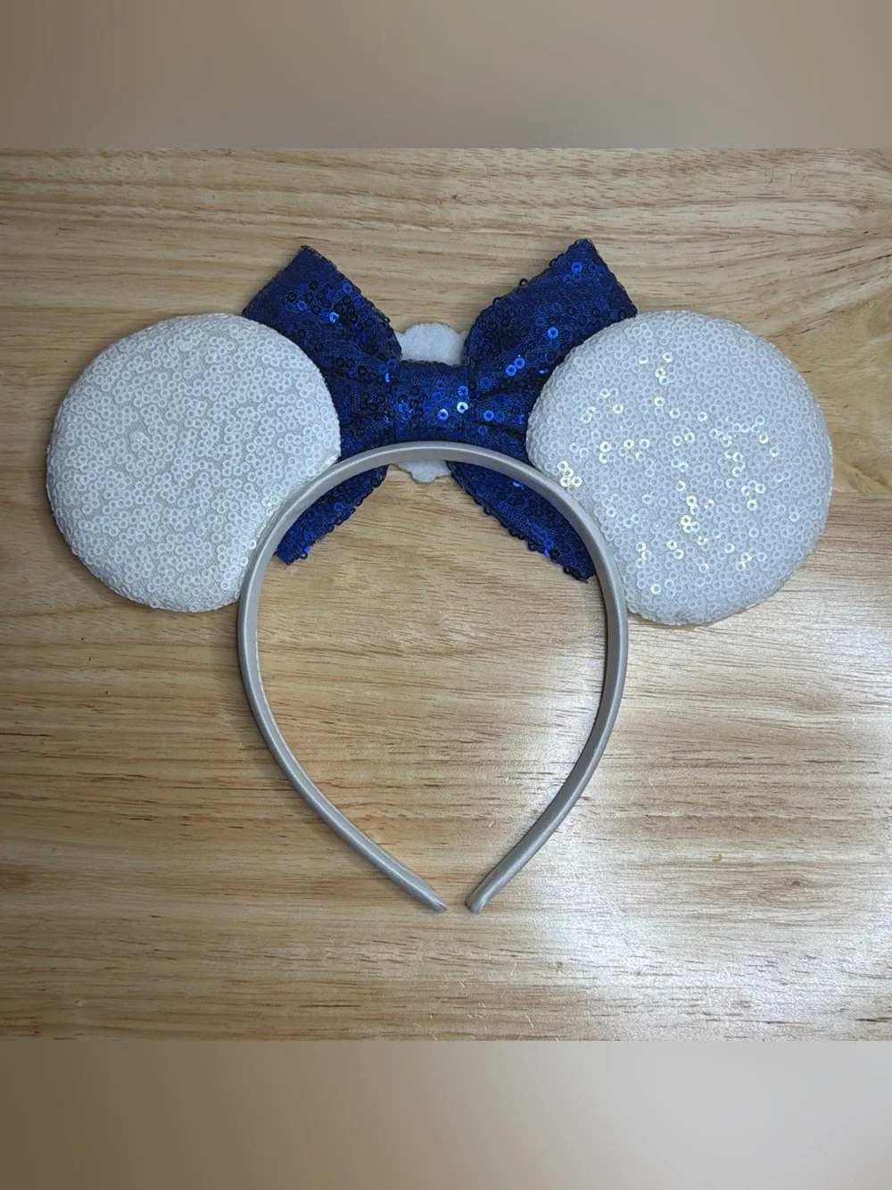 Kids Sequin Nautical Mouse Ear Headband - Blue Bow